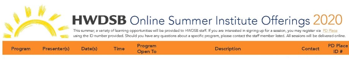 It's that time of year, <a href="/HWDSB/">HWDSB</a>! Our 2020 Summer Institute is jam-packed with outstanding online learning, and with more than 40 offerings, there's a program for YOU! 

Click the link for all of the details you need, then get to PD Place to register! bit.ly/2UTuyqG
