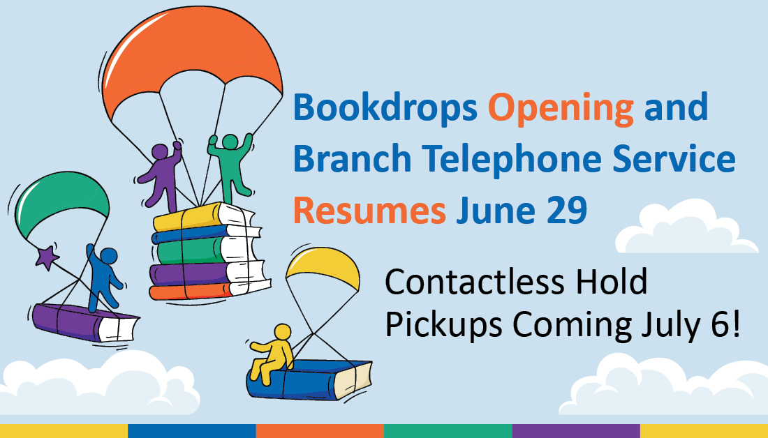 MCPL_Libraries's tweet photo. We are excited to finally begin the prologue in our MCPL Recovery Playbook! Starting June 29th, library branch bookdrops and telephone service will resume. Learn more about bookdrops and our upcoming plans here: https://t.co/0Pjj6MxLdg https://t.co/8v558UPUhY