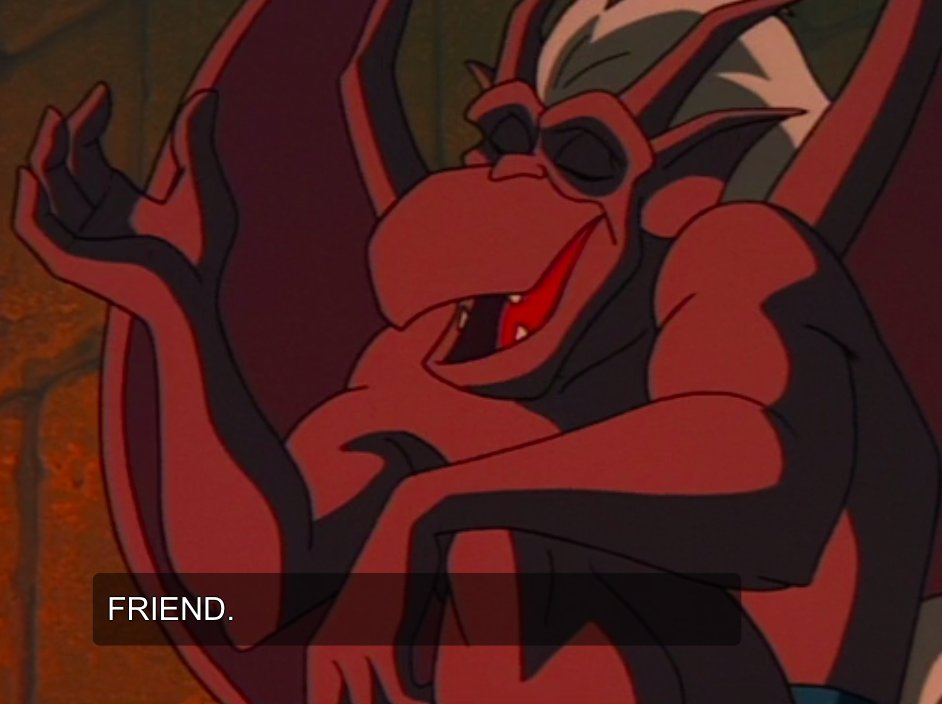 Am I gonna be emo about how the gargoyles don't feel the need to identify themselves individually because they're all part of a collective of friends??? Yeah I am!! What are you going to do about it??