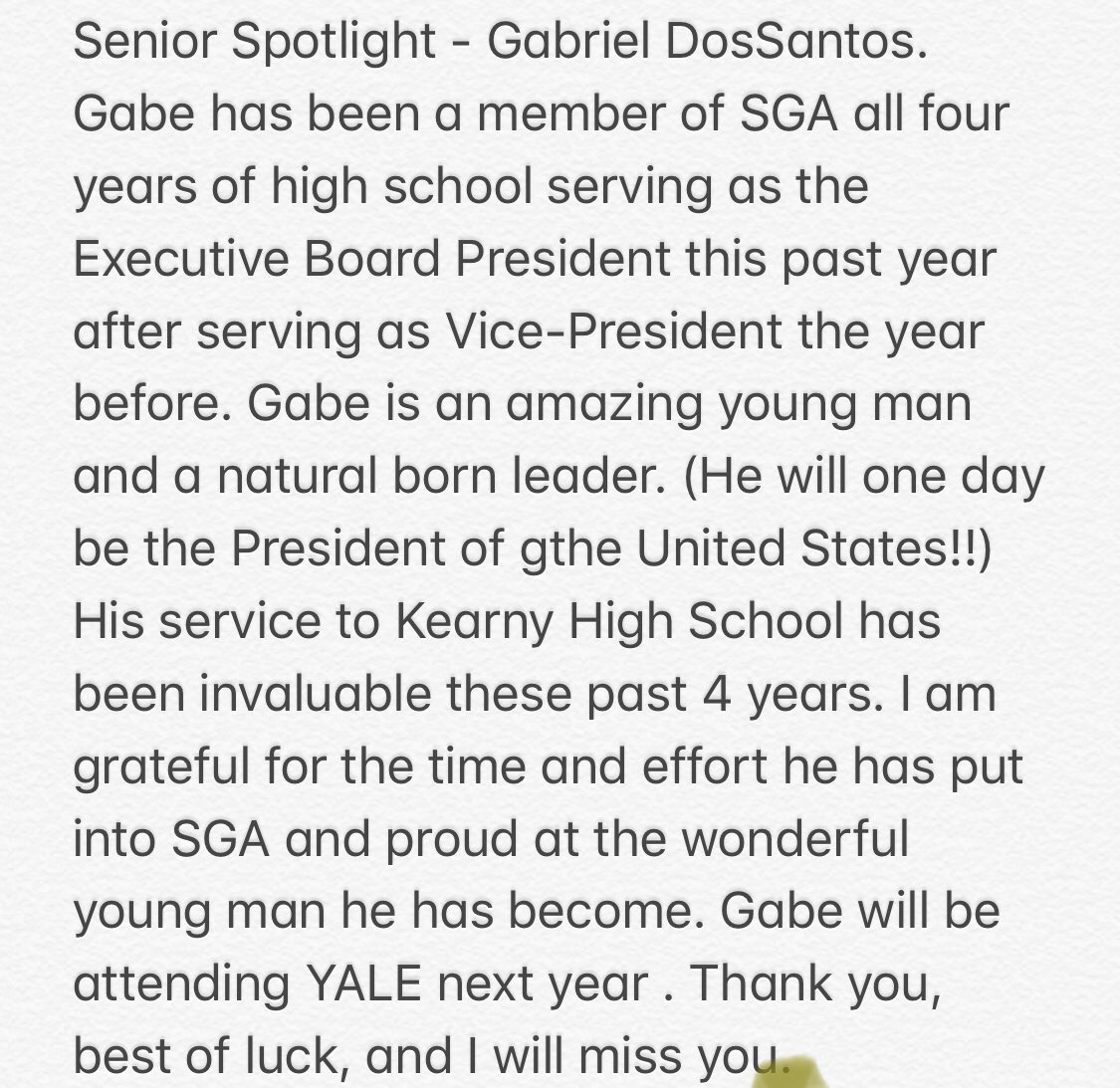 SGA_KHS's tweet photo. Senior Spotlight - Gabriel DosSantos https://t.co/siK8l0uWth