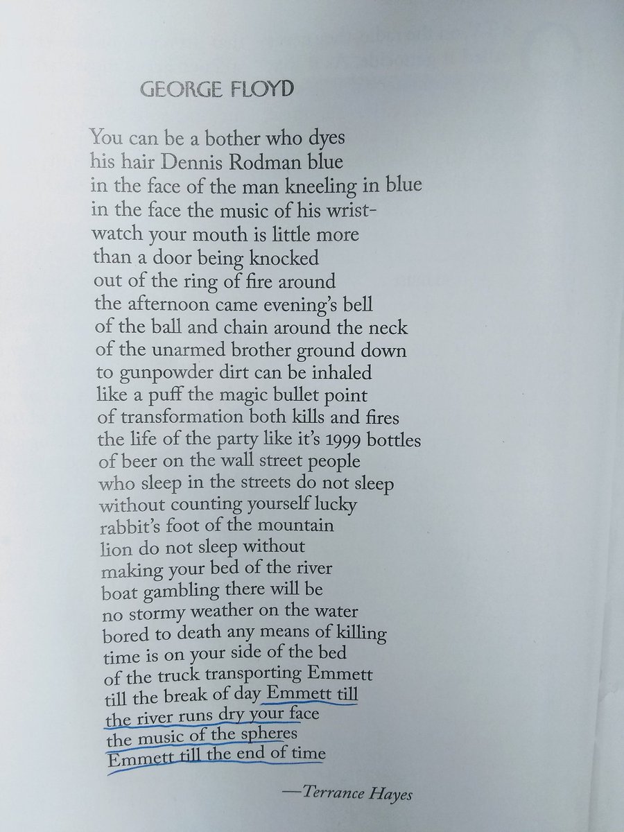 KDanielGleason's tweet photo. You can't breathe when you read this poem out loud. The syntax makes it impossible. You just end up gasping for a breath. Amazing.

"Emmett till / the river runs dry your face / the music of the spheres / Emmett till the end of time"

-Terrance Hayes @newyorker @Deardarkness https://t.co/GzpYJ8MCat