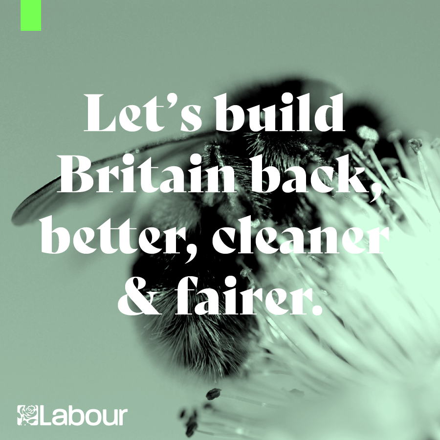 This is a recurring theme; we also have the Build Britain Back posts. The slogan doesn’t make any sense, the map of the UK doesn’t stand out against the light green and the Serif font does not fit the party brand at all. Serifs are more traditional, not modern, or forward-looking