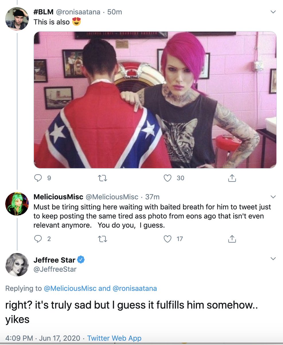 his latest response. he's gonna say nothing until everyone is talking about it.  #jeffreestarisoverparty  #canceljeffreestar