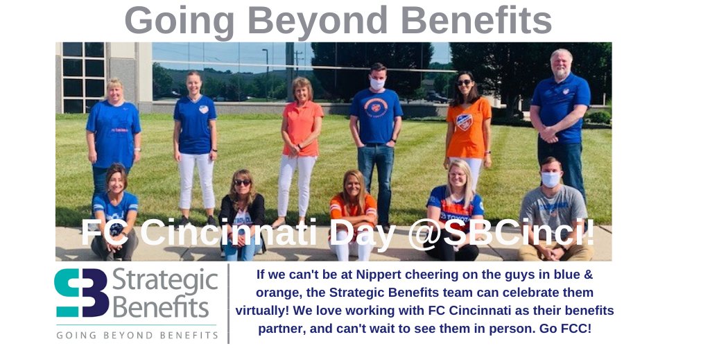 SBCinci's tweet photo. The Strategic Benefits team loved celebrating @fccincinnati in a fun virtual and creative way! Go FCC! #FCCincinnati #relationships #epicservice #goingbeyondbenefits #strategicbenefits https://t.co/xSPe02dC0B