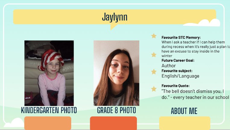 STC_Walkerton's tweet photo. We are proud to introduce 4 more of our STC Grade 8 Graduates! We hope you enjoy learning more about each of them from the slide they each prepared about themselves! Congratulations Graduates! #STCShines #Graduation2020 @BGCDSB https://t.co/FVjNQSMPGd