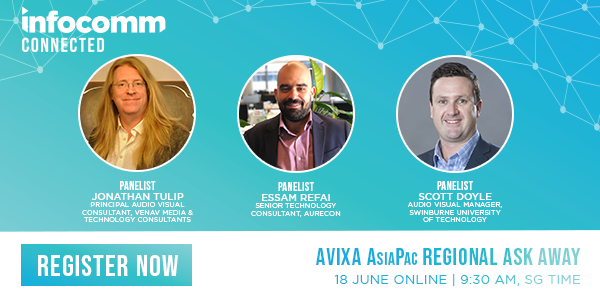 InfoComm's tweet photo. APAC content sessions Day Two in 3 hours: tune in at 8 a.m. Singapore Time (10 a.m. AEST, 5.30 a.m. IST). We will have exciting topics and a AskAway discussion at the end. Don't forget: if you want to earn RU's, attend the sessions live. 
#infocomm20 https://t.co/LTOHfIXyEK