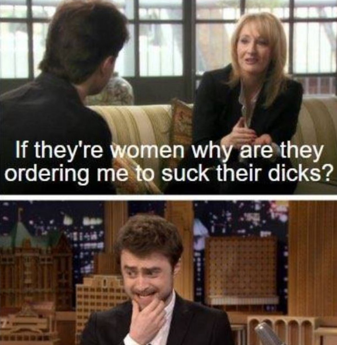 LilyLilyMaynard's tweet photo. #AskDanielRadcliffe This is an excellent question for Dan. (not my meme btw) https://t.co/UyfSHjpgKE