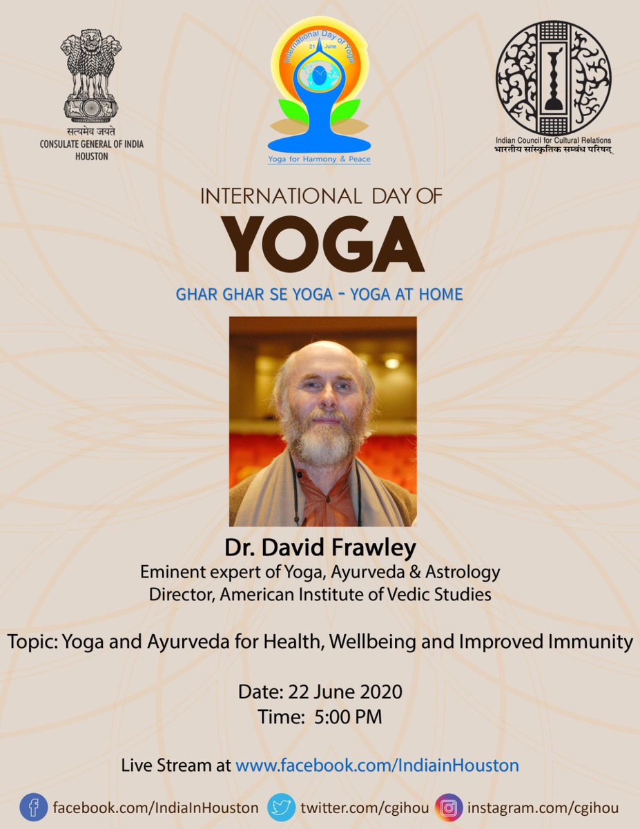 cgihou's tweet photo. @davidfrawleyved @IndianEmbassyUS @moayush @ICCR_Delhi @IndianDiplomacy @MEAIndia #IDY2020 #Internationalyogaday2020 https://t.co/oKVqejVHqa