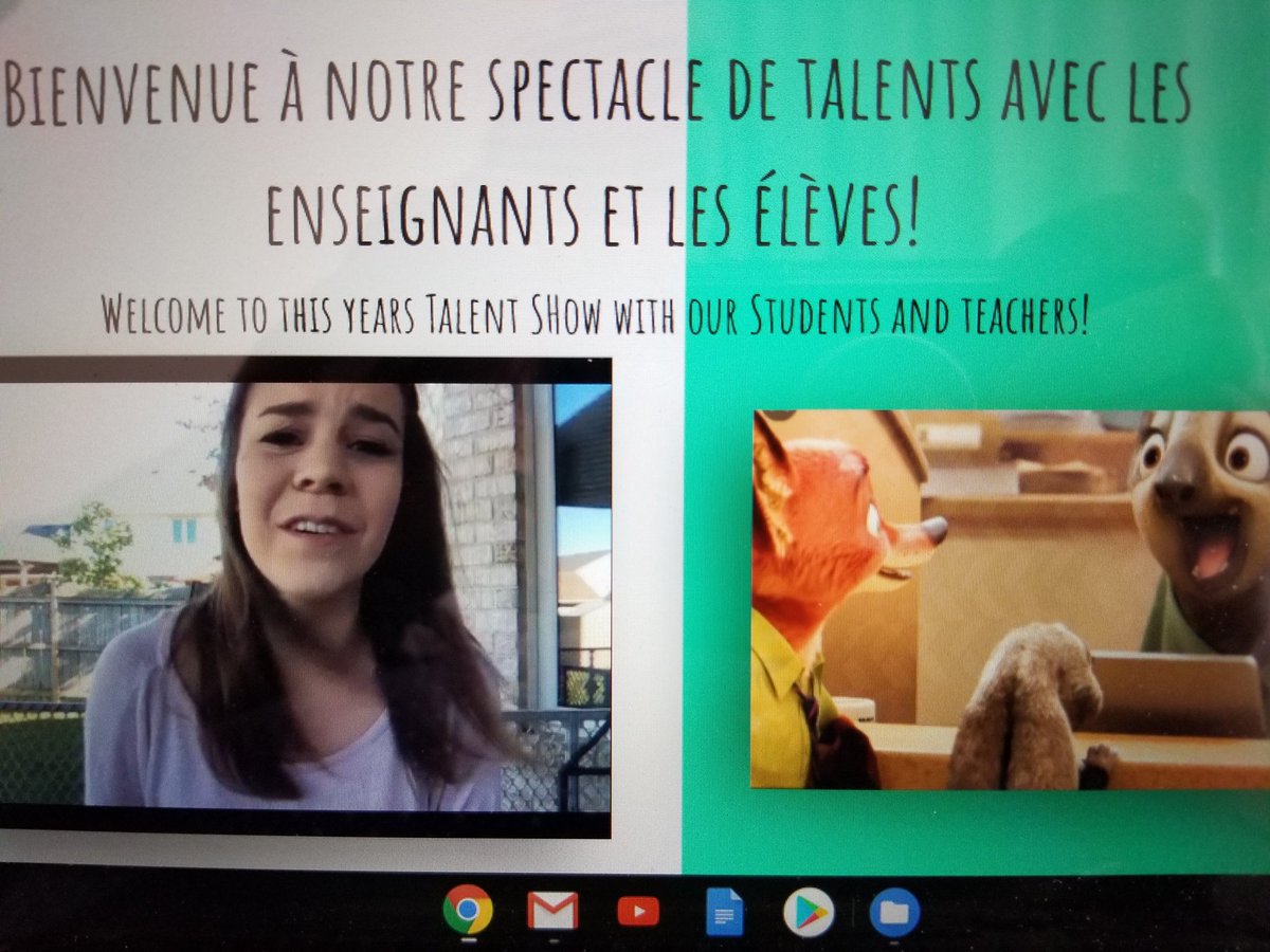 MmeForbes's tweet photo. Cette semaine on va regarder 《Le spectacle des talents》, une tradition à Hogan. Il va etre virtuel cette année et aussi, les profs peuvent participer. Nous l'avons fait! #sccdsb @GregoryHoganCS https://t.co/SfOhf3qXCy