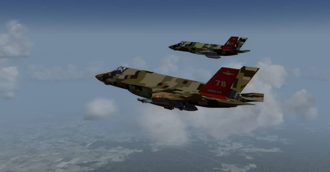 FLOANVirtual's tweet photo. #F35BCombatReady ✈⚔ Vuelo de nuestra #NovenaEscuadrillaVirtual 🇪🇸 (Semana 3/4: #AirToGroundCombat) en #MCASBeaufort (#KNBC) &amp; #PointsettBombingRange 💣🎯) #SouthCarolina 🇺🇸), donde nuestros pilotos 🐍04, 🐍05, 🐍78 y 🐍80A, se adiestran en el vuelo en #IVAOUSA 🇺🇸 con el #F35B https://t.co/tRyNrVG16f