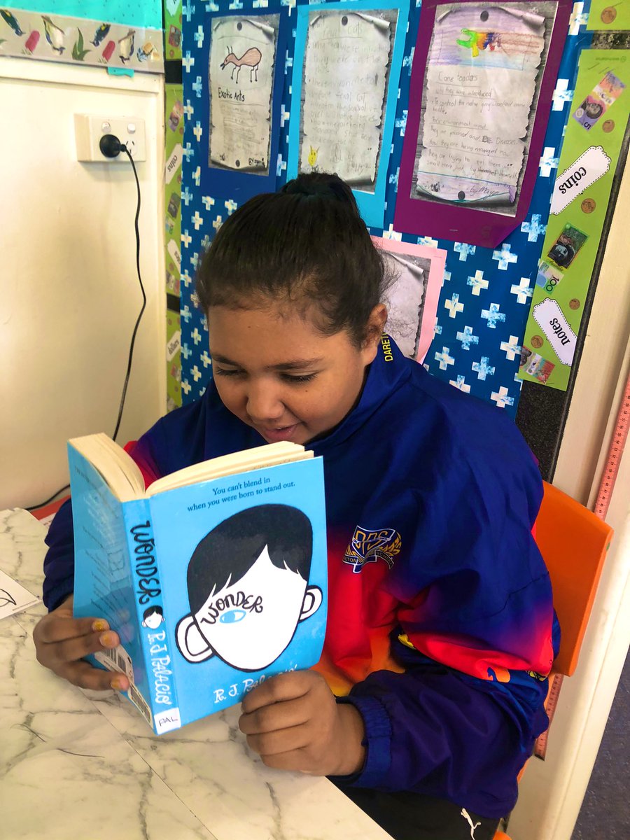 Every day my novel study group ask me when they can keep going with “Wonder”. <a href="/RJPalacio/">RJ Palacio</a> your words are inspiring and unforgettable to these gorgeous Goannas. <a href="/DaretonS/">Dareton Public School</a> #LoveWhereYouWork #teamdareton #positivity
