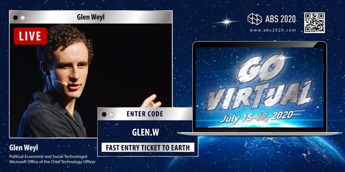 glenweyl's tweet image. I'm excited to be keynoting the @aba_summit this year!  Come hear about how new social technologies can address some of the biggest challenges our politics and economy face in a post-covid world.