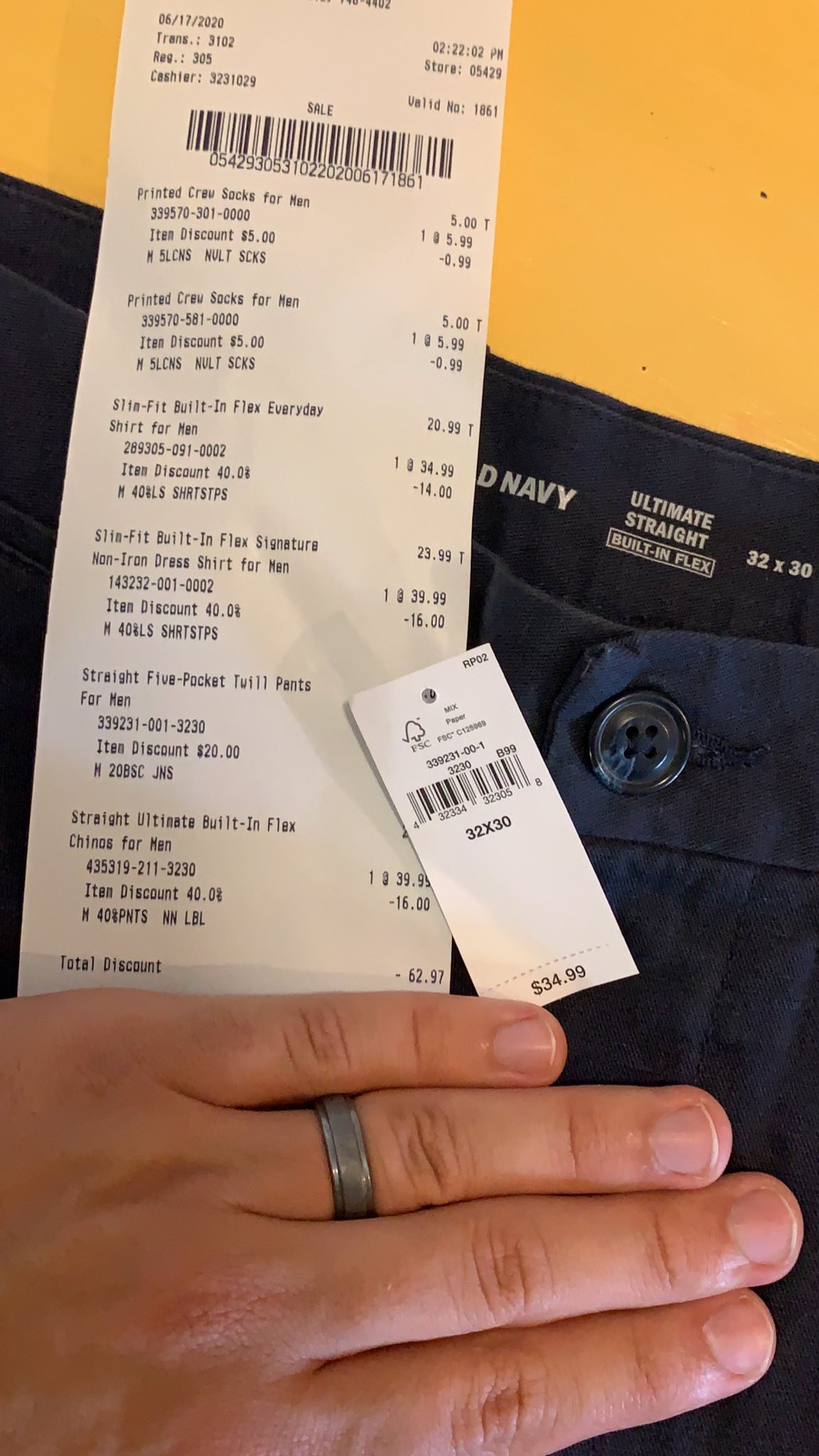 Matt Sain on X: Here's a picture of my receipt, tag, and pants