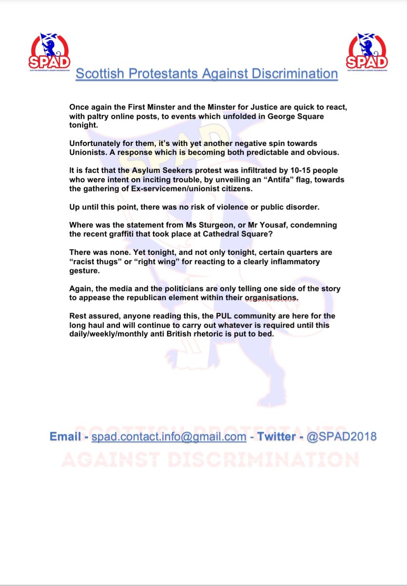 Scottish Protestants Against Discrimination (@spad2018) on Twitter photo 