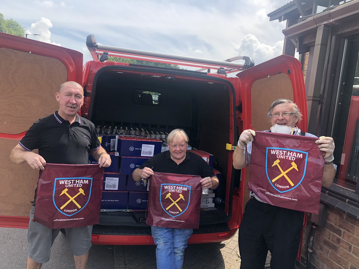 Big shout out to <a href="/WestHam/">West Ham United</a> fans Pete,Dean &amp; Ernie Volunteers from our East Ham centre loading up <a href="/Investec/">Investec</a> supplies . Today the centre redeemed 82 vouchers for 153 adults and 79 children  <a href="/WHUFoundation/">West Ham United Foundation</a> they loved the bags. Without volunteers like them we couldn’t do it.17/06