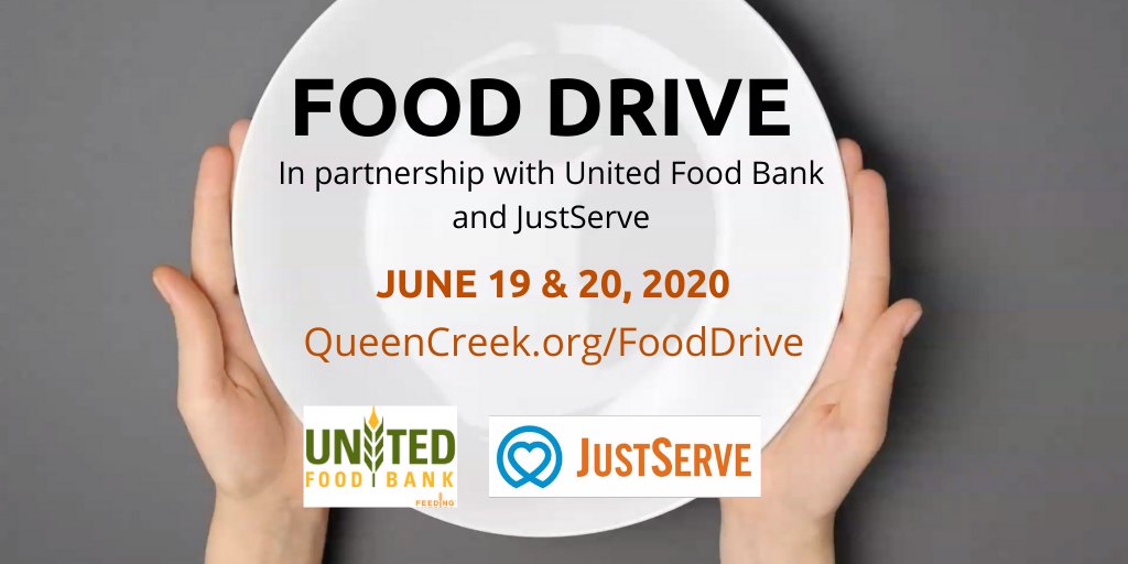 UnitedFoodBank's tweet photo. Queen Creek friends, this weekend is your chance to contribute to the #QueenCreek Food Drive!

We can't wait to see how much food the Town of Queen Creek can donate!

Find drop-off locations near you: https://t.co/lOvcTSke5H https://t.co/2OkGHghqco