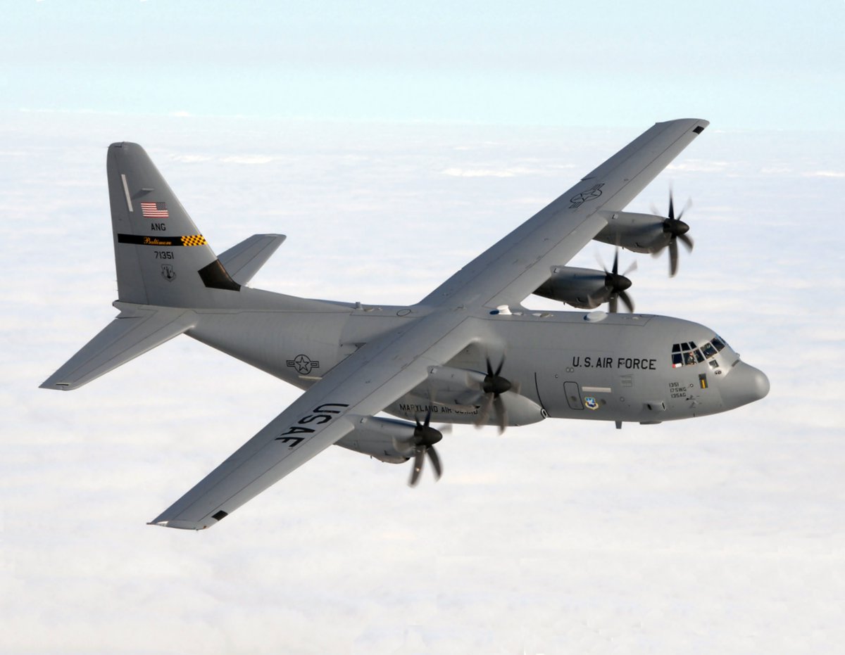 The city was totally silent until the sirens started.Well, I think I figured out what happened.This is the C-130 Hercules transport.It's a four-engine turboprop.