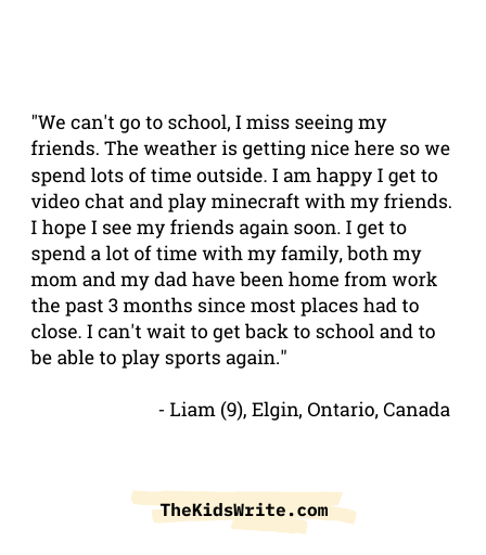 thekidswrite's tweet photo. "I hope I see my friends again soon." - Liam (9), Elgin
https://t.co/ZtnNPBIRn2 https://t.co/PIfyjdgsvV