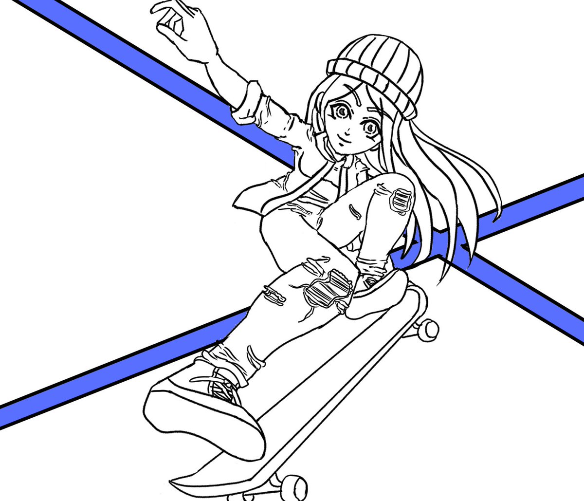 おはようございます スケボーの線画を描きました イラスト好きな人と繋がり 土壇場 林太郎のイラスト