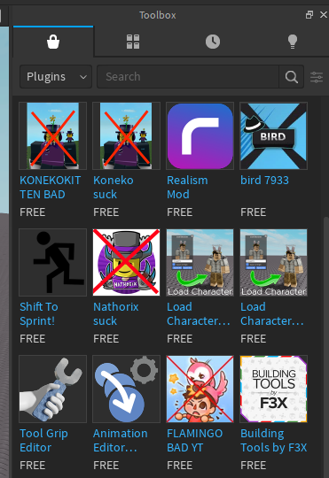 Nexus On Twitter Someone In Discord Non Plugin Marketplace Plugins Now Appear In The Toolbox Me Awesome Now The Toolbox Is No Longer So Small It Is Useless Opens Studio Me And Now - roblox plugins load character