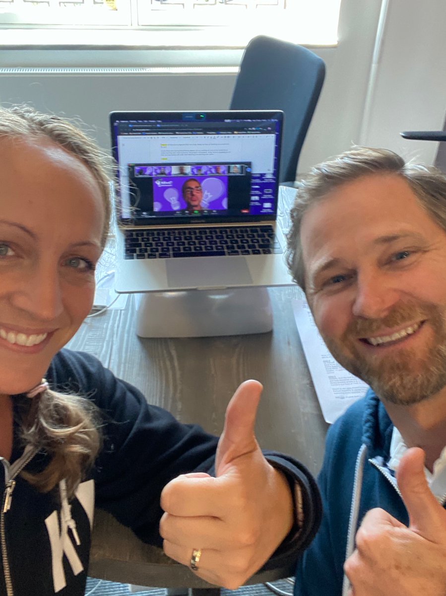 agnete's tweet photo. Thanks to all participants, k!rew members, partners and ambassadors for an amazing #KahootEDUSummit today! 🦄 Sharing a behind-the-scenes from my session with @CraigNarveson this morning 🤗 Sharing the news about Kahoot! Academy with all of you was so cool! https://t.co/uNPuiwOp4s
