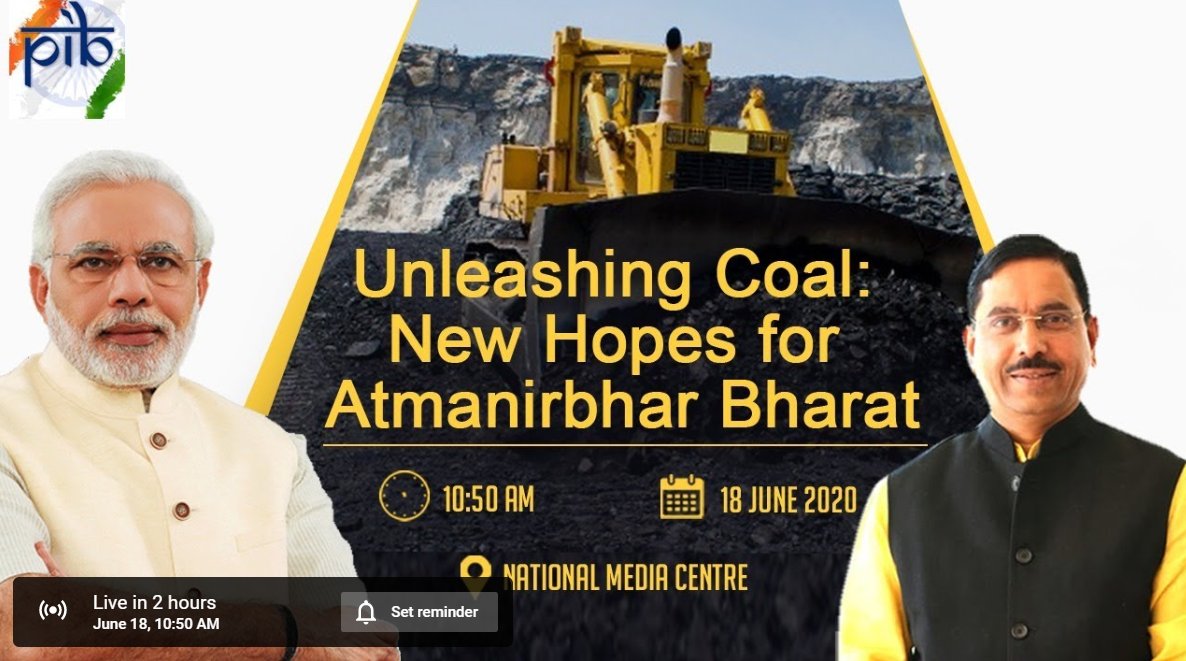 The launch of coal mines auction by PM  @narendramodi today marks the beginning of opening of Indian coal sector for commercial mining, as announced by FM  @nsitharaman in  #AatmaNirbharBharat packageLIVE LIVE updates in English & MarathiFrom 10.50 AM