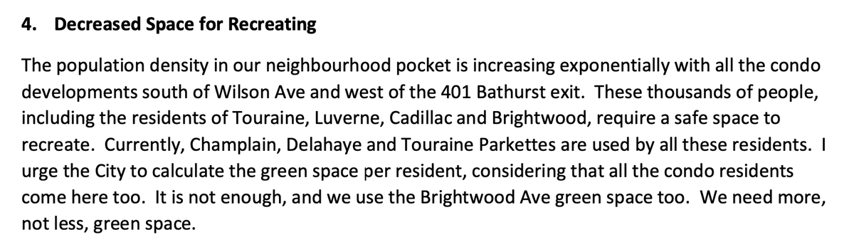 Some highlights from the resident comments- Will increase air pollution. I note that this is *literally* directly adjacent to the 401. - Would take away green space from the community to recreate upon. I note that this is private property with plans for a hospice since 2014.