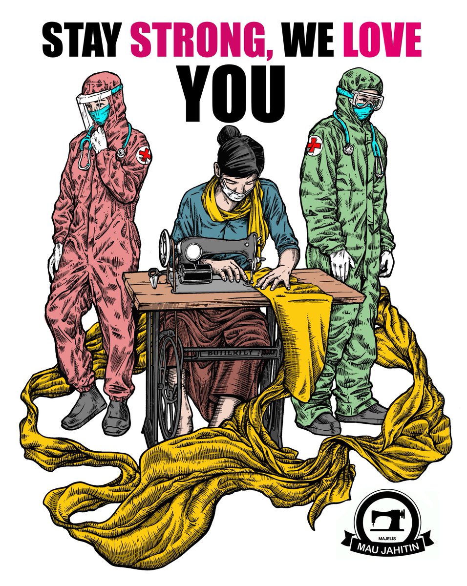 Teman-teman tenaga kesehatan, pekerja kemanusiaan (termasuk yg di luar jawa) bagi yang masih butuh alat pelindung diri, silahkan isi form berikut ini bit.ly/2zG7x2Q 
..
Ilustrasi by Rizal
<a href="/mamajahit/">majelis mau jahitin</a>