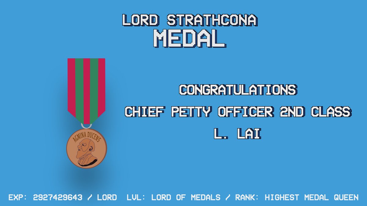 Congratulations to this year's recipient of the Lord Strathcona Medal of Excellence, CPO2 Lai!!🎉🎉🎉