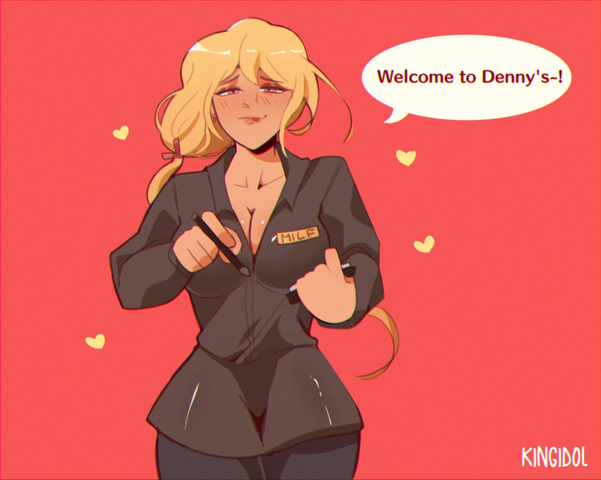 Milf Denny's Colorized T Shirt 100% Cotton Milf Dennys Femboy Hooters Goth  Ihop Milf Uniform Dennys Uniform Femboy Uniform