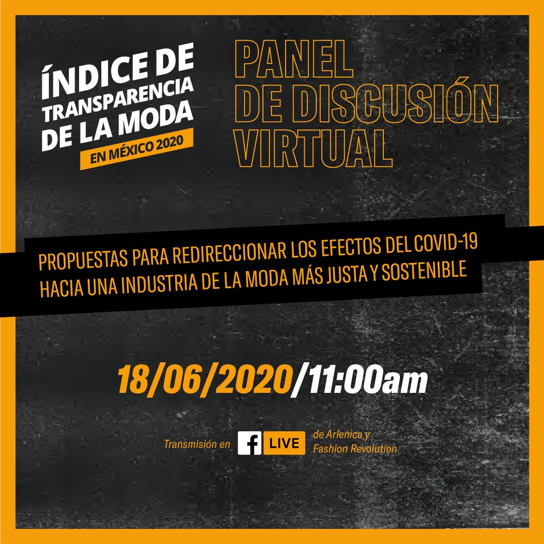 ArlenicaAC's tweet photo. Mañana sigue nuestra transmisión en #FacebookLive  PANEL VIRTUAL: "Propuestas para redireccionar los efectos del COVID-19 hacia una industria de la moda más justa y sostenible". Un espacio de reflexión, análisis y propuestas. No te lo puedes perder #ITMMx2020 @Fash_RevMexico https://t.co/2iFczUdU0I
