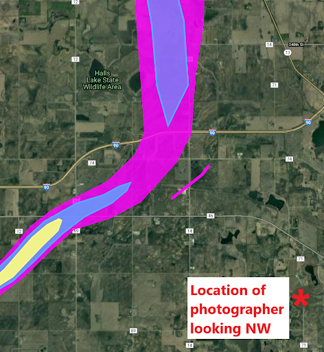 On This Date in 2010: As the tornado weakens slightly to EF-3 and then briefly EF-2 strength it turns to the N & re-intensities. An EF-1 strength satellite tornado has been rotating around the large tornado & causes damage in Armstrong. The tornado crosses I-90 moving due N  #mnwx