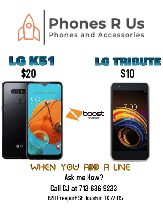PhonesrusFrepor's tweet photo. Add a Line to existing Boost Mobile Account and get phones for really cheap prices.

628 Freeport St Houston TX 77015
713 636 9233 https://t.co/cuhtnE43M2