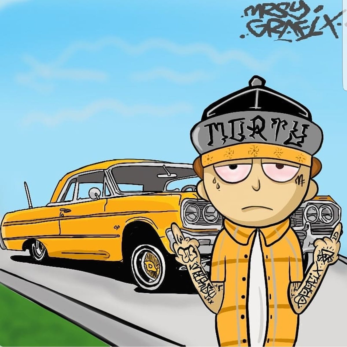 Jev321's tweet photo. @RickandMorty @Procreate make this a episode morty becomes a hispanic gangbanger 👊 https://t.co/M5h7slAkDy