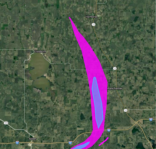 On This Date in 2010: The Mansfield to Hartland tornado moves north and then northwest, finally ending just west of the town of Hartland around 7:15 pm after traveling 20 miles. Unfortunately this tornado killed one person and injured 14, some with significant injuries.  #mnwx