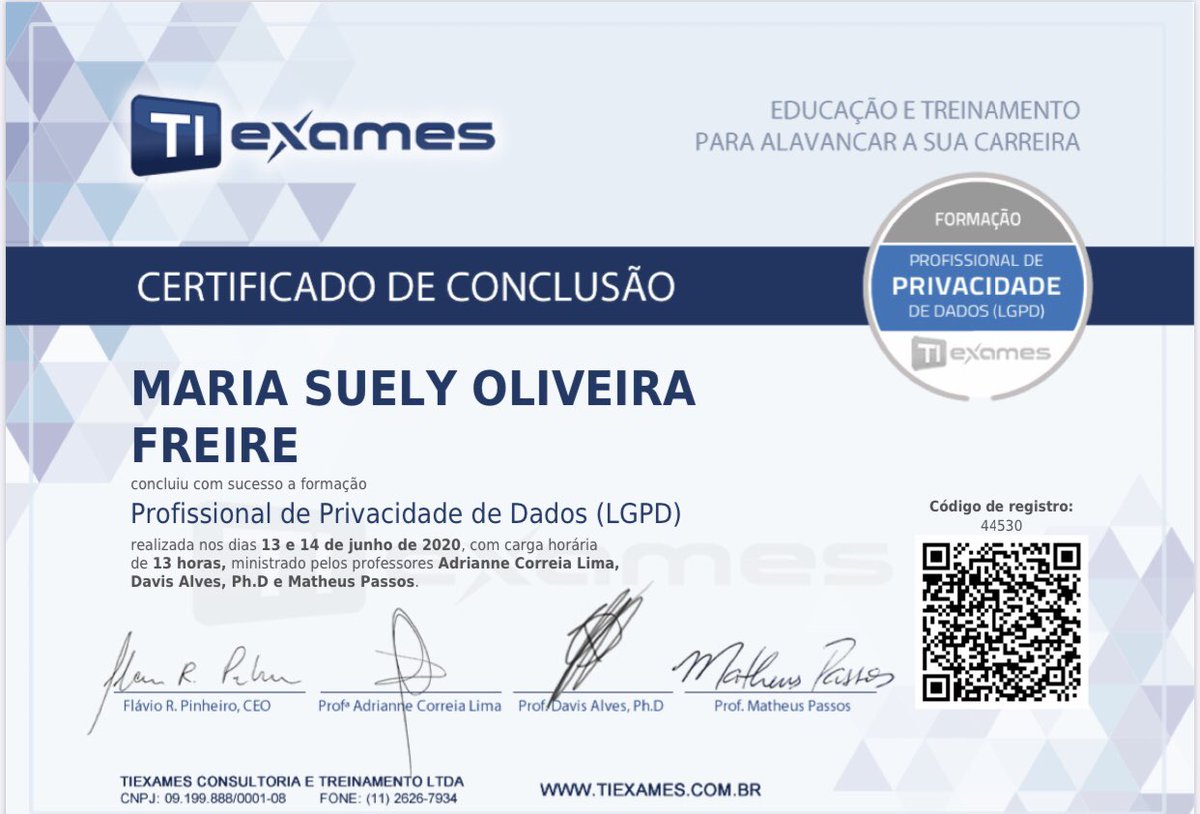 suellyfreire's tweet image. A prova deu um trabalhinho danado, mas tá aí... Até a certificação tem chão viu...   #dataprivacy #DPO #dataprivacyofficer #LGPD