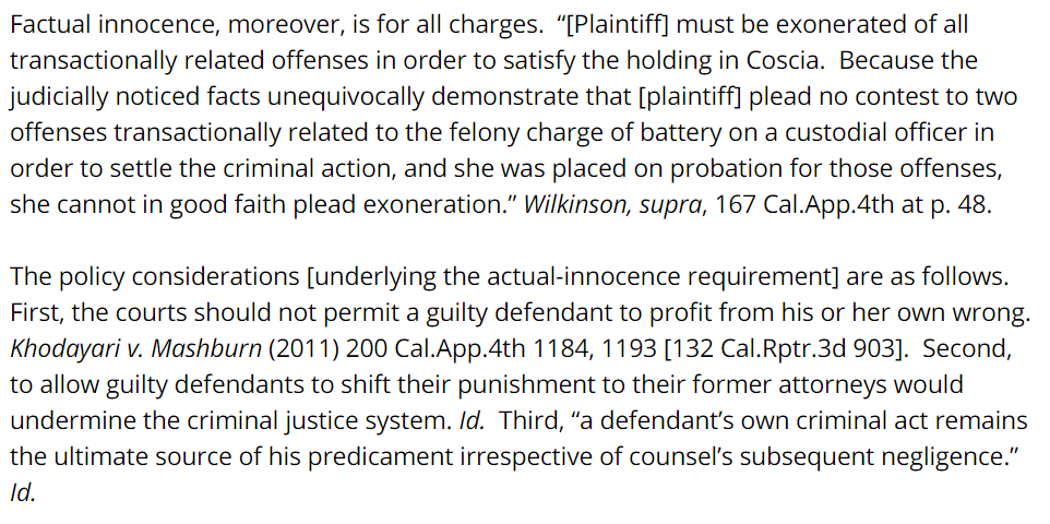 PROBLEM DEFENSE COUNSEL Standard to sue for legal malpractice, actual innocence, shields the defense attorney from claims of Constitutional violations. This works like the immunity of police and prosecutors as few can prove exoneration. Scrap the standard.