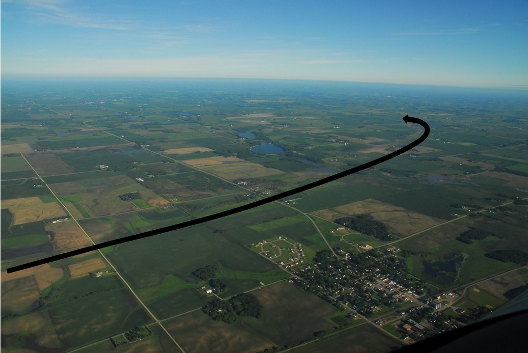 On this date in 2010: This EF3 tornado just missed Ellendale, in the foreground. The black line parallels its path. Looking NW. Steele County spotters near Ellendale did a great job, reporting one tornado west of town and another just east of town. Photo NOAA Corps.  #mnwx