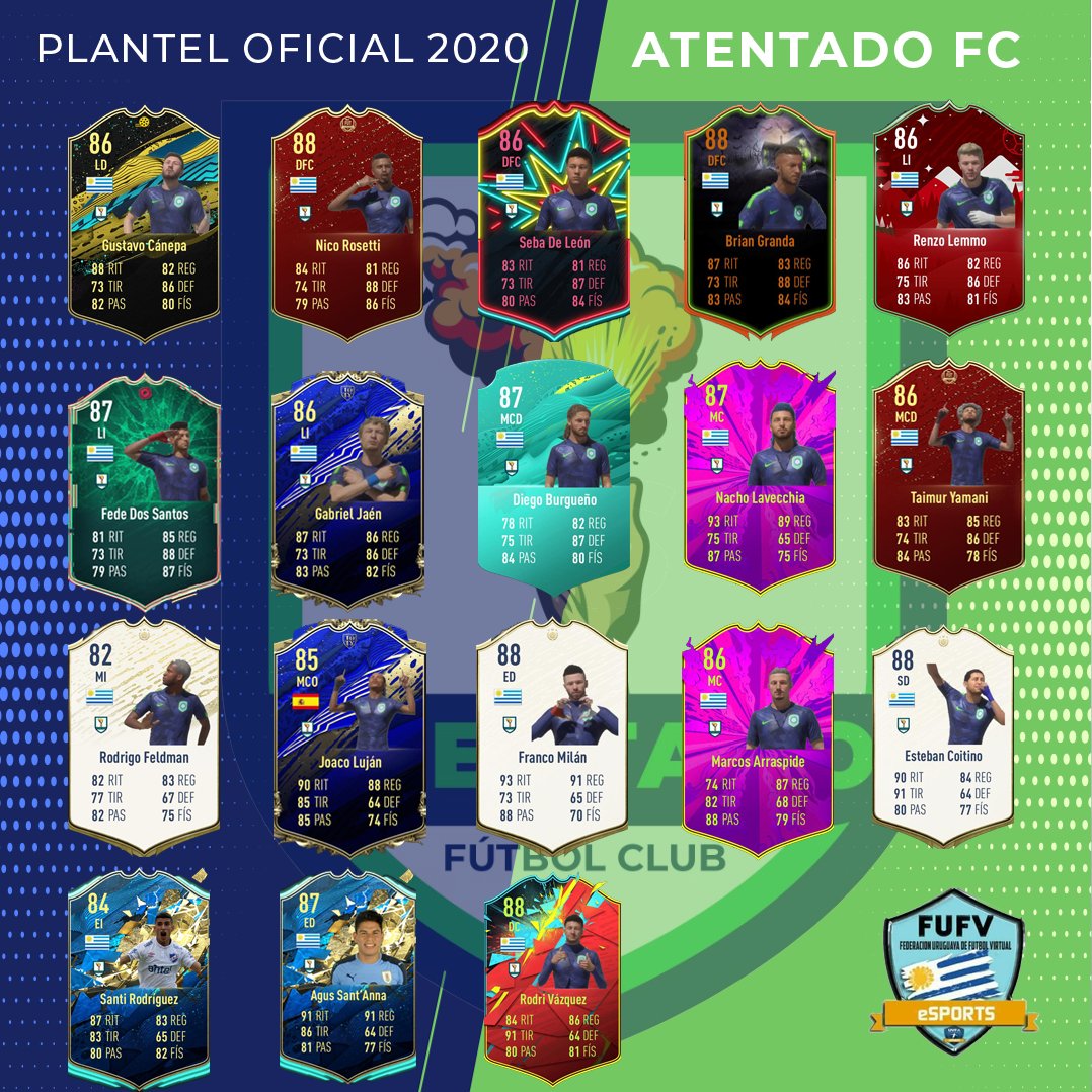 AtentadoFC's tweet image. Les presentamos nuestro plantel de 18 jugadores para esta temporada en @FUFVeSports. 

Capitanes: @RodriVazquez95 / @ChavoCanepa / @NicoRosetti11 / @Taimuryamani.

Embajadores: @23SRodriguez / @AgustinSantAnna.

Diseño: @23_SportMediaUy.