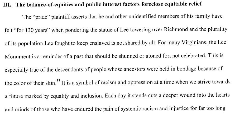 Finally, it's in the public interest for the Lee statue to come down. It's a reminder of a past that should not be celebrated. Each day it stands cuts a deeper wound into the hearts & minds of those who have endured the pain of systemic racism and injustice for far too long (6/6)