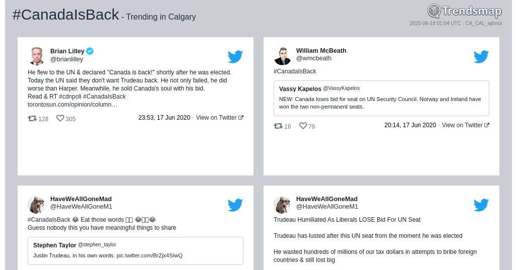 #canadaisback is now trending in #Calgary

trendsmap.com/r/CA_CAL_wjhnoi