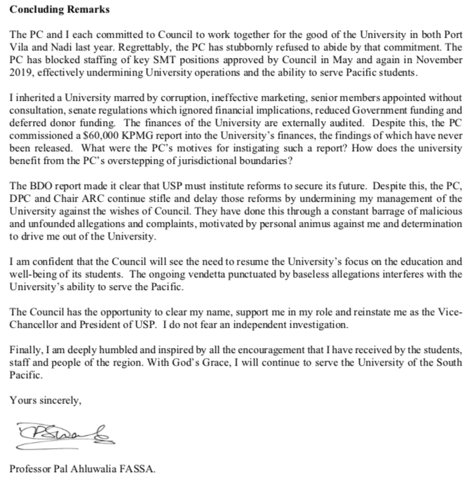 MichaelFieldNZ's tweet photo. Statement from deposed University of South Pacific vice chancellor Pal Ahluwalia - the tension continues as Fiji tries to assert control over regional institution https://t.co/51bNeMOueV