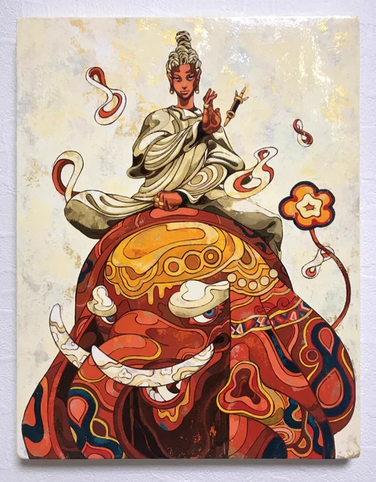 帝釈天原画  完成。
お引っ越し祝いでオーダー頂きました!

線画→塗り→アウトライン→背景 