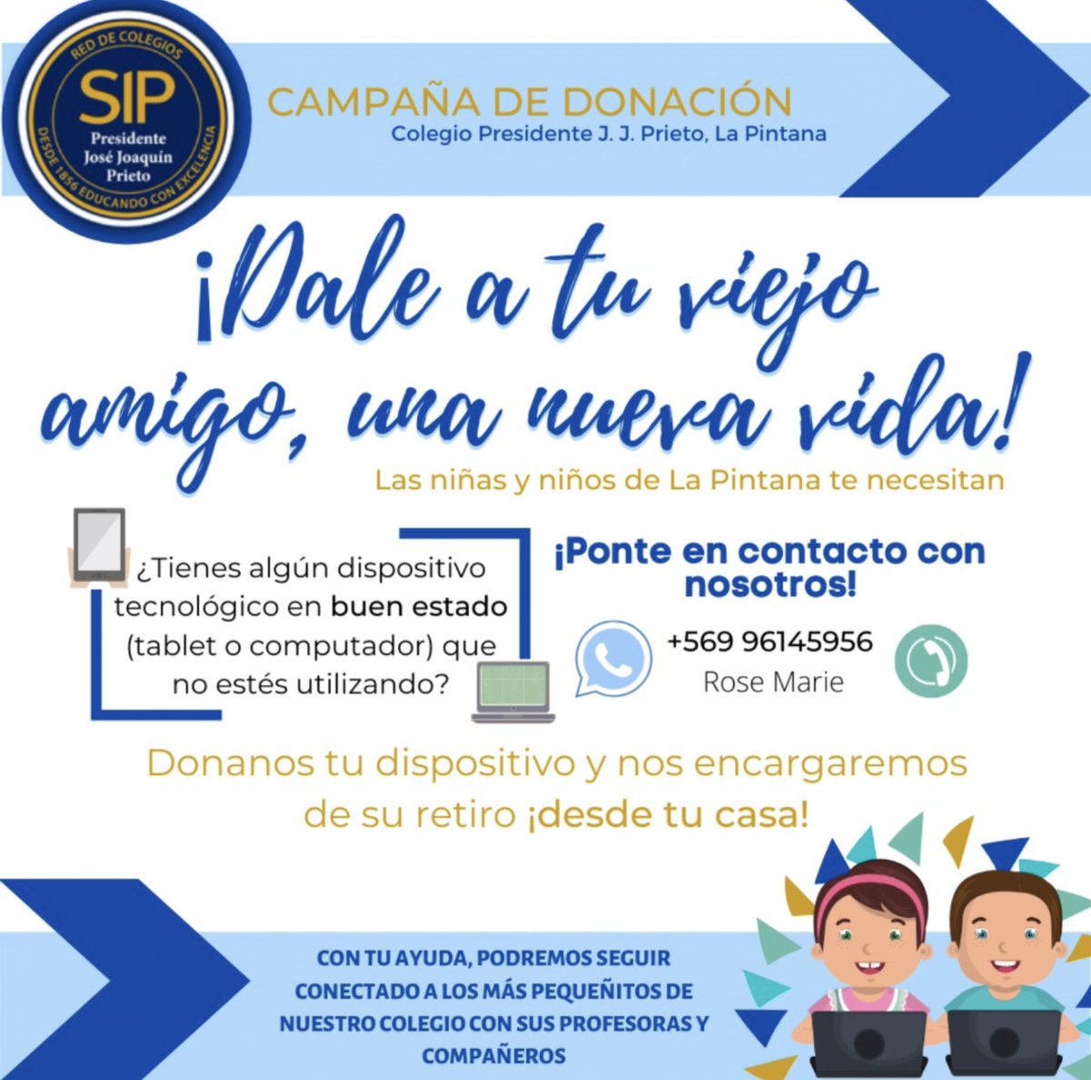 CesarCidG's tweet photo. #RT Los niñ@s de La Pintana te necesitan ponte en contacto con Rose Marie a +56996145956 y dale a tu dispositivo en buen estado que no estés utilizando una nueva Vida. https://t.co/eiUu3EjdPD