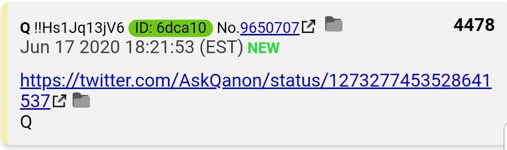 24.  #QAnon We caught them.  https://twitter.com/AskQanon/status/1273277453528641537?s=20  #Q