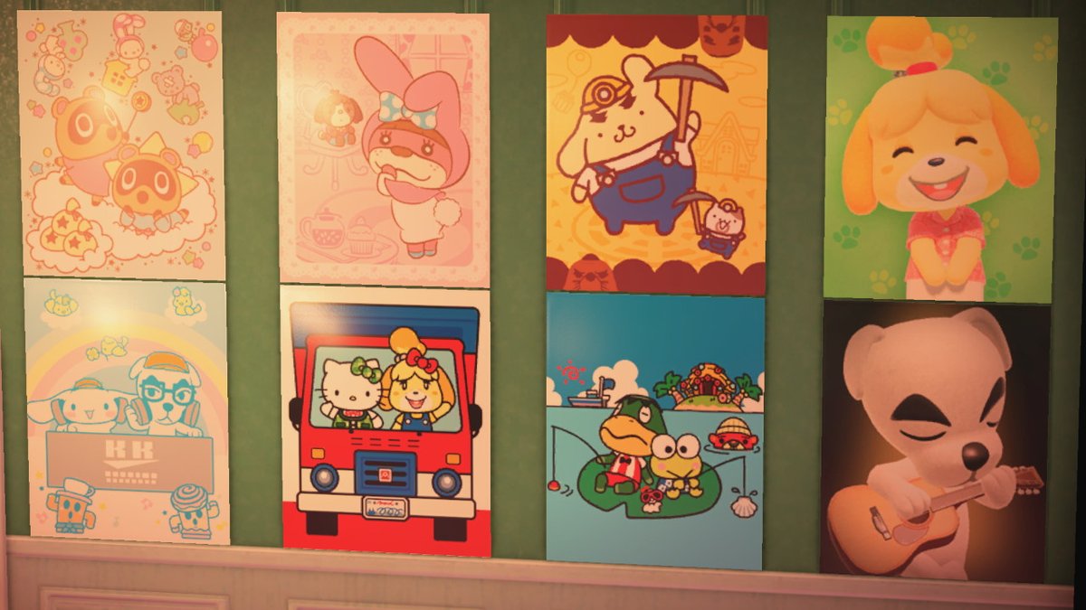 celefromchewie's tweet photo. huge poster giveaway! 1 will win 10 posters cyrus and reese included! 2 will win the non-sanrio! 1/??? #AnimalCrossing #ACNH #NintendoSwitch https://t.co/z3PX1sZkw9