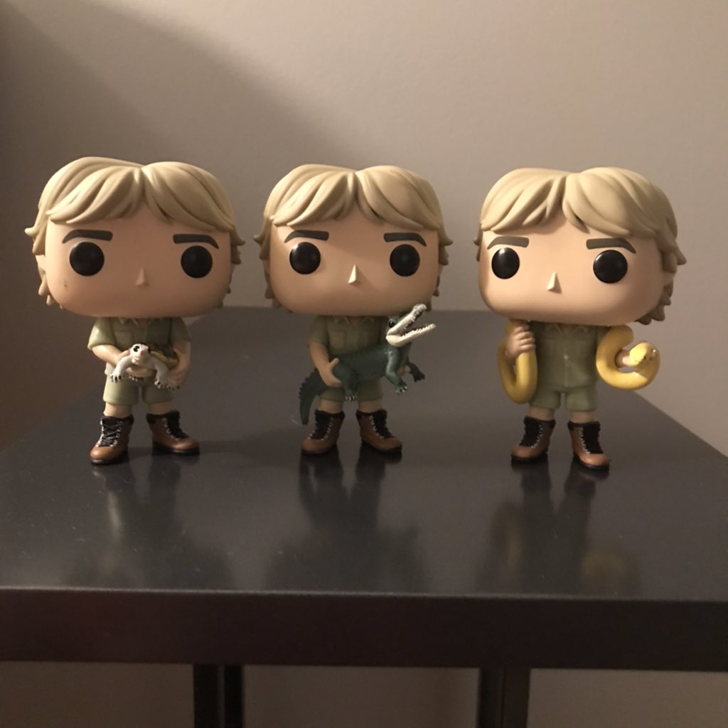 21Cbright34's tweet photo. It’s #WorldCrocDay so my husband gave me an early birthday present: all three of the Steve Irwin Funko Pops! #childhoodhero @AustraliaZoo https://t.co/tfXgBr6DWL