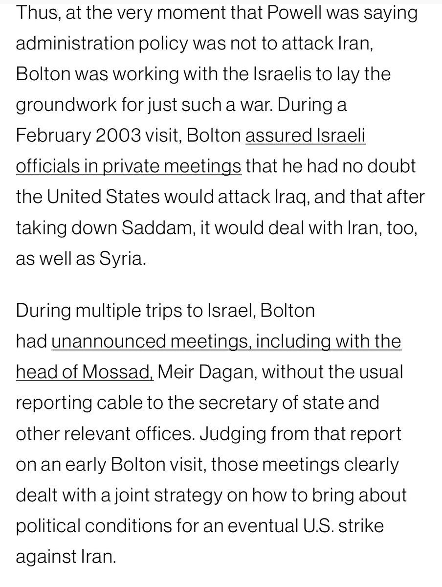 But you know what, let's talk about John Bolton. I did a report on him for American History II because I was fascinated that a warhawk like this could be taken seriously. Here's how he conspired to start a war with Iran because of his radical patriotism to not America but Israel.