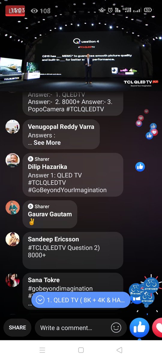 sameerghazi11's tweet image. Ans(4) 120Hz &amp;amp; Built-in Dolby Atoms

Ans(5) QLED &amp;amp; Hand Free Voice Control

#TCLQLEDTV #GoBeyondYourImagination 
@tcl_india
