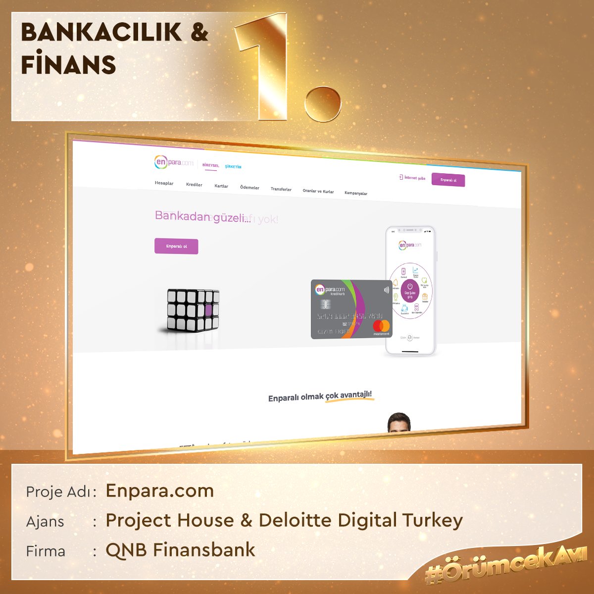 AltınÖrümcek (@aorumcek) on Twitter photo 18. Altın Örümcek Ödülleri’nde Bankacılık & Finans kategorisinde birincilik Enpara.com projesine gidiyor👏🏼 Tebrik ederiz <a href="/Enparacom/">Enpara.com</a> @ProjectHouse
#AltınÖrümcek #ÖrümcekAvı 18. Altın Örümcek Ödülleri’nde Bankacılık & Finans kategorisinde birincilik Enpara.com projesine gidiyor👏🏼 Tebrik ederiz <a href="/Enparacom/">Enpara.com</a> @ProjectHouse
#AltınÖrümcek #ÖrümcekAvı